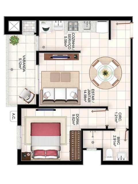 Apartamento, 1 quarto, 47 m² - Foto 12