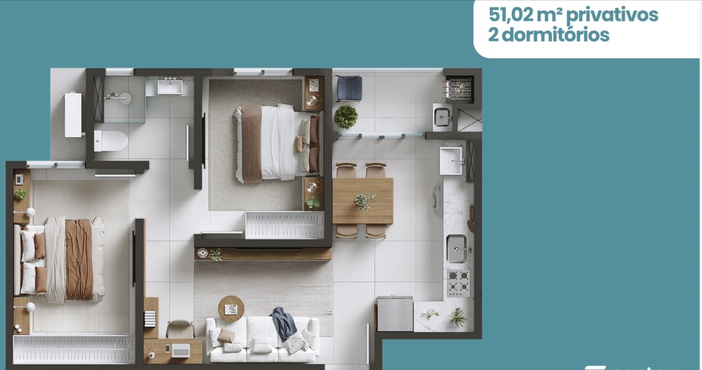 Apartamento, 2 quartos, 51 m² - Foto 3