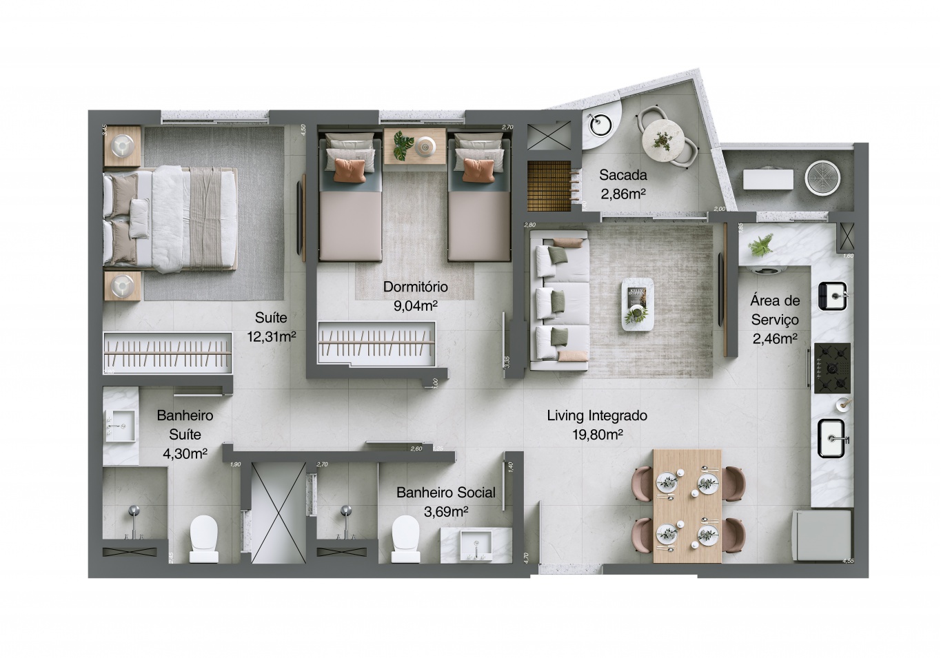 Planta tipo - final 06 66,51m²