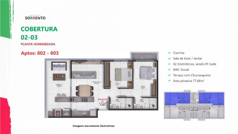 Cobertura 2 e 3 c/ suite