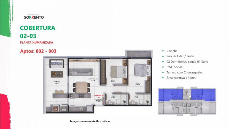 Cobertura 2 e 3 c/ suite