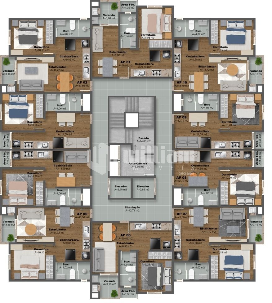 Apartamento de 1 quarto, 33m² no bairro Santa Terezinha, em Brusque | Eu Corretor