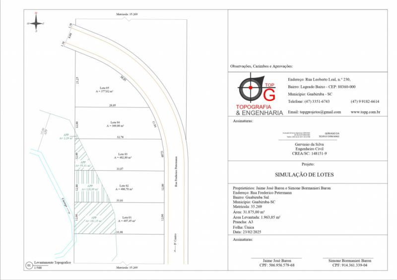 Lote/Terreno de 406m² no bairro Guabiruba Sul, em Guabiruba | Eu Corretor