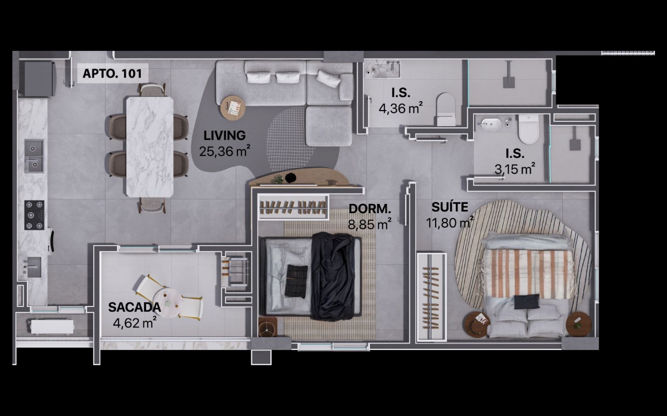 Apartamento de 2 quartos, 66m² no bairro São Pedro, em Brusque | Eu Corretor