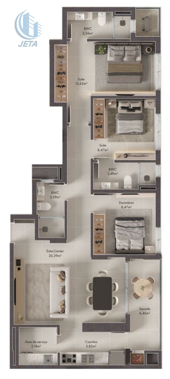 Planta Tipo 02 (99m²)