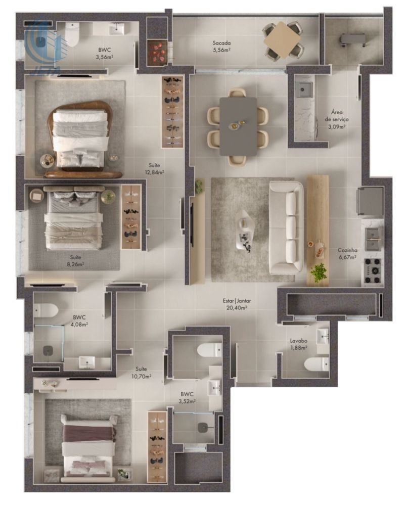 Planta Tipo 03 (106m²)