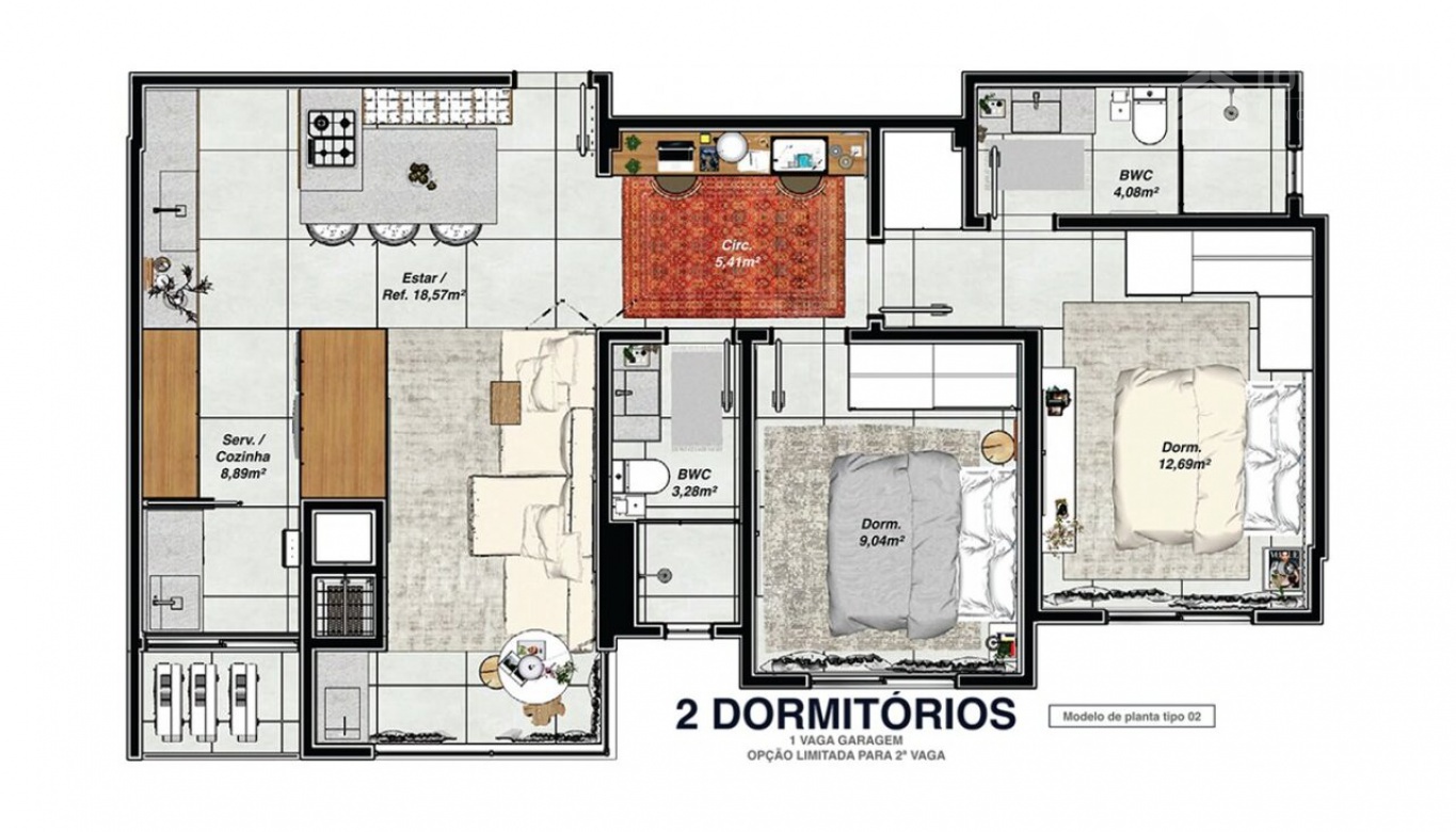 Layout do Apartamento no bairro Sete de Setembro em Gaspar 1