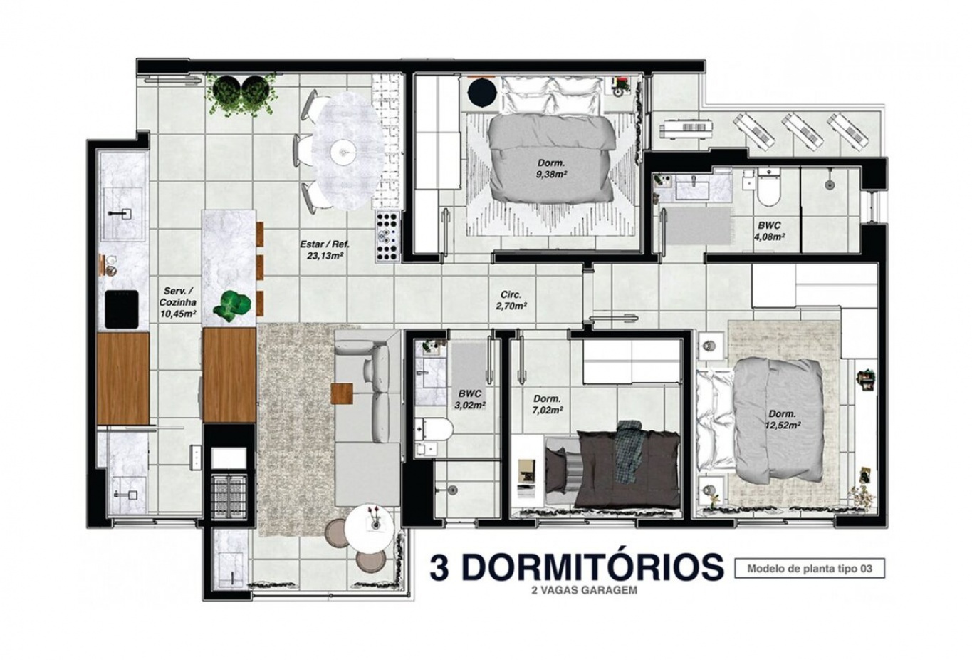 Layout do Apartamento no bairro Sete de Setembro em Gaspar